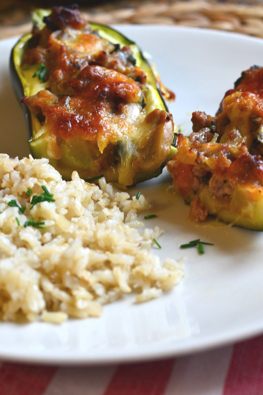 Courgettes recheadas com carne picada