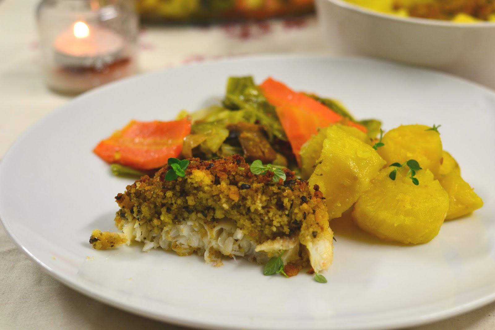 #Sugestão de Natal – Bacalhau fresco com crosta de broa e azeitonas