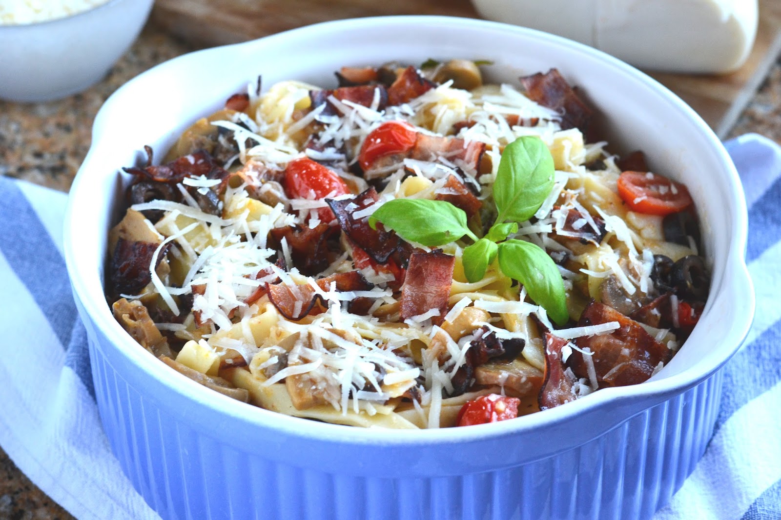 Tagliatelle com Bacon e Cogumelos, rápido e fácil