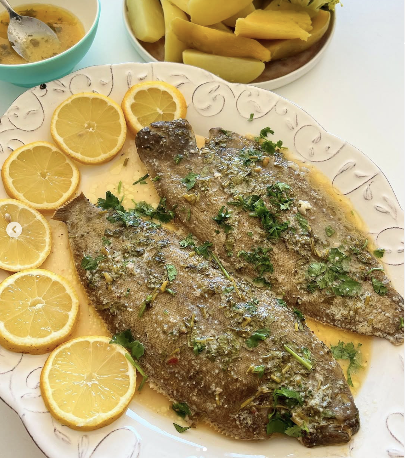 Linguados no forno à bulhão pato.