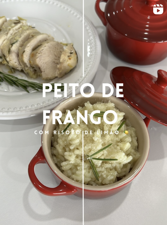 Peito de frango com risotto de limão