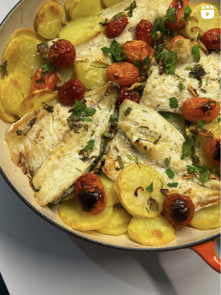 Filetes de dourada com batatinha, no forno